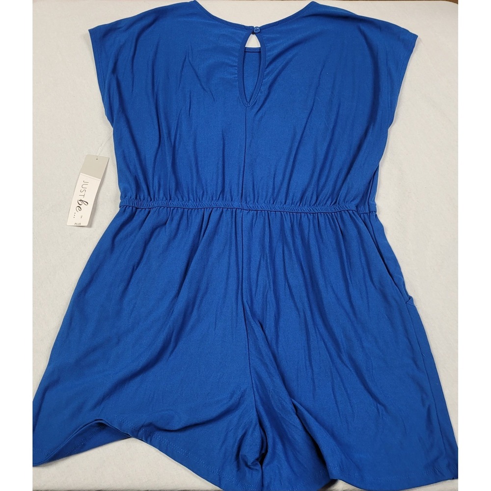 Just Be Women's Plus Size Dolman Blue Sleeveless Shorts Romper NWT Size 1X - Picture 3 of 7